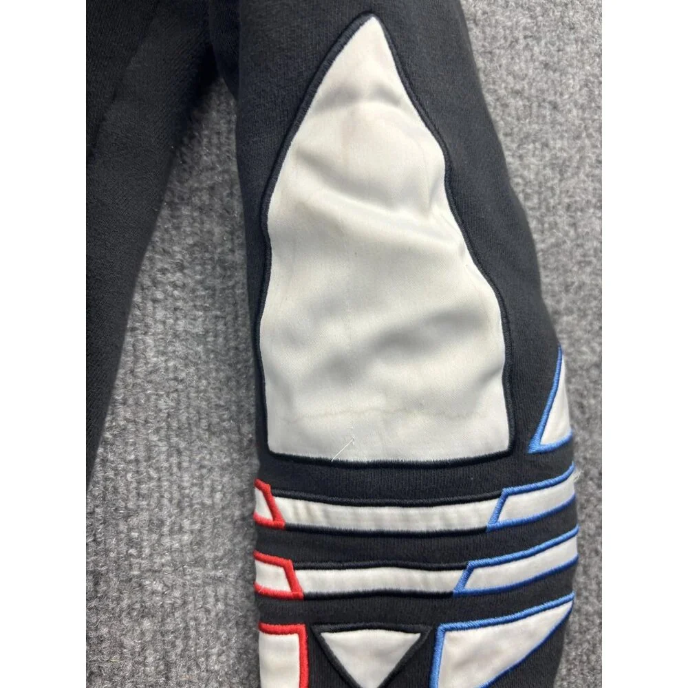 Adidas Hoodie Mens Medium Black Trefoil Pullover Colorblock‎ Sleeves Streetwear
